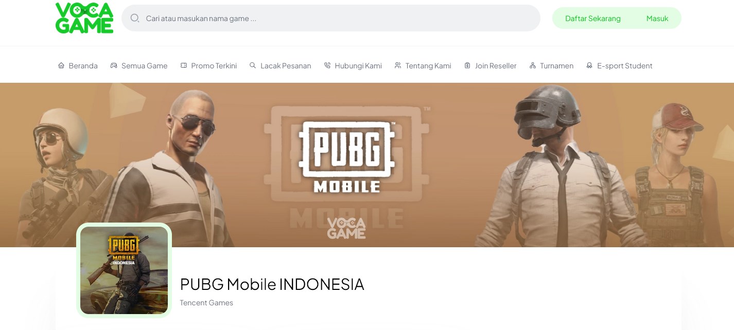 tutorial top up PUBG Mobile di VocaGame