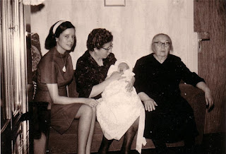 Four generations: My Mum, my grandmother, - yeah, the crying baby is me - and my great-grandmother called Omama