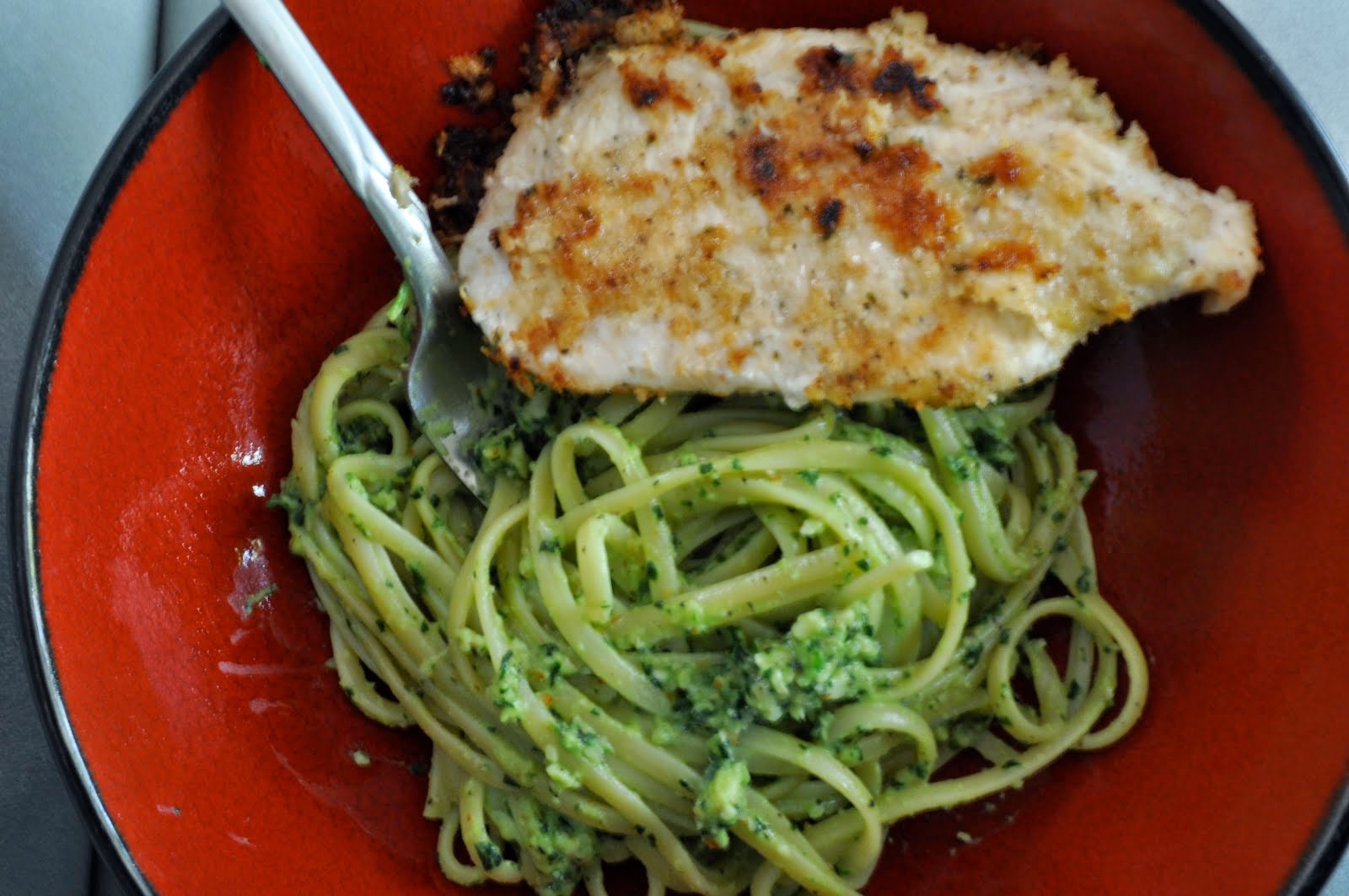 Asiago Crusted Chicken W Pesto Angel Hair Pasta Adventures Of A