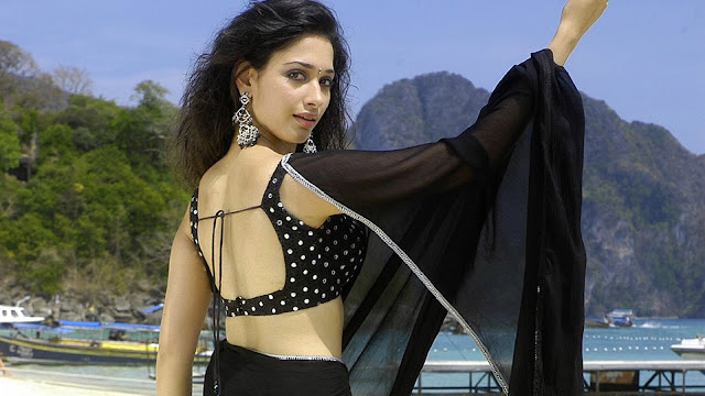 Tamanna Bhatia Hot Photo in Black Saree