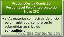 Novo Código de Processo Civil - Contraditório nas Matérias Conhecíveis de Ofício.