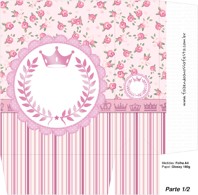 Pink Crown in Shabby Chic Free Printable Quinceanera PartyBoxes.