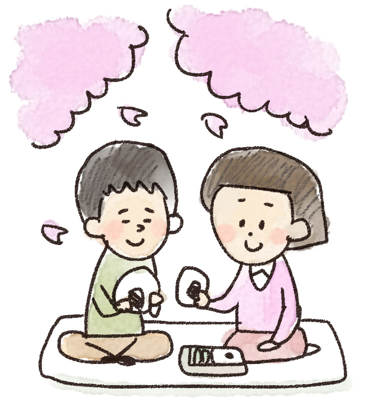 お花見のイラスト カップルでピクニック ゆるかわいい無料イラスト素材集 お花見のイラスト カップルでピクニック ゆるかわいい無料イラスト素材集