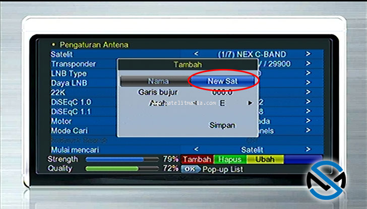 Cara Menambah Satelit SES 9 Dengan Parabola Biasa