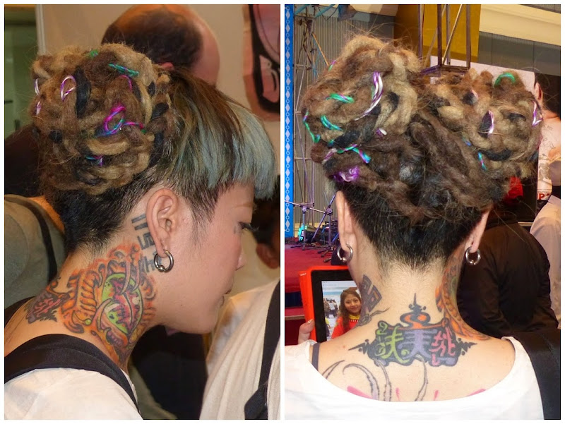 The most popular hairdo at the event were dreads styled in different  title=