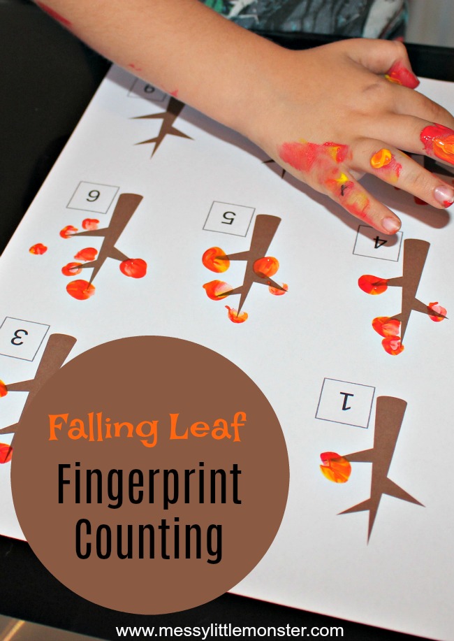 Falling Leaf Fingerprint Counting - Messy Little Monster