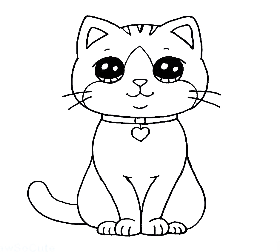 desenho de gatos para colorir fácil para crianças 2234280 Vetor no Vecteezy
