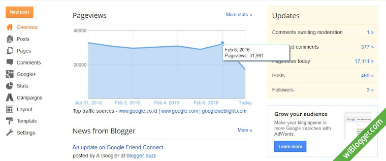 Contoh informasi pengunjung blog