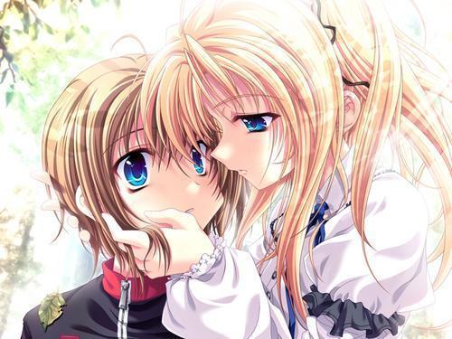 anime love kiss. anime couples in love kissing.
