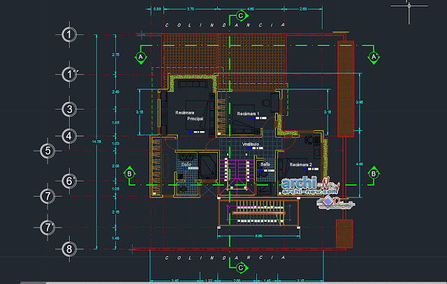 Separated house 3 levels Dwg