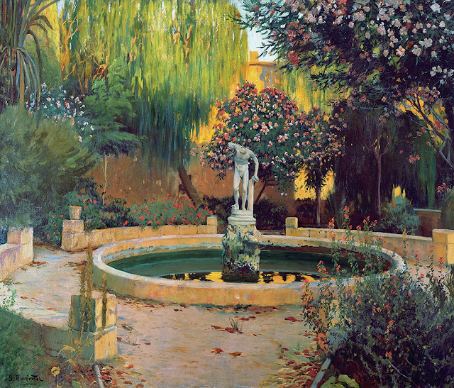 Brollador del Faune, Santiago Rusiñol y Prats, Pintor español, Jardines y Parques, Paisajes de Santiago Rusiñol, Pintores Catalanes, Pintura española, Jardines de Aranjuez, Jardines de españa