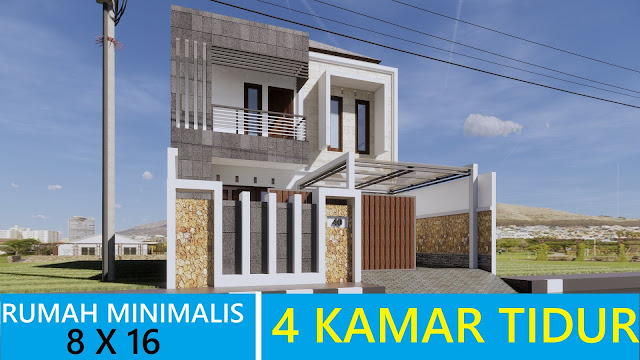 Rumah Minimalis 8x16 dengan 4 kamar Tidur