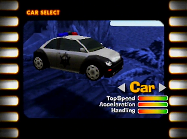 Beetle Adventure Racing! Car Select Screen Police Car Unlocked