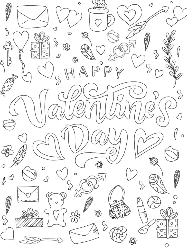 Happy Valentine's day coloring pages for kids