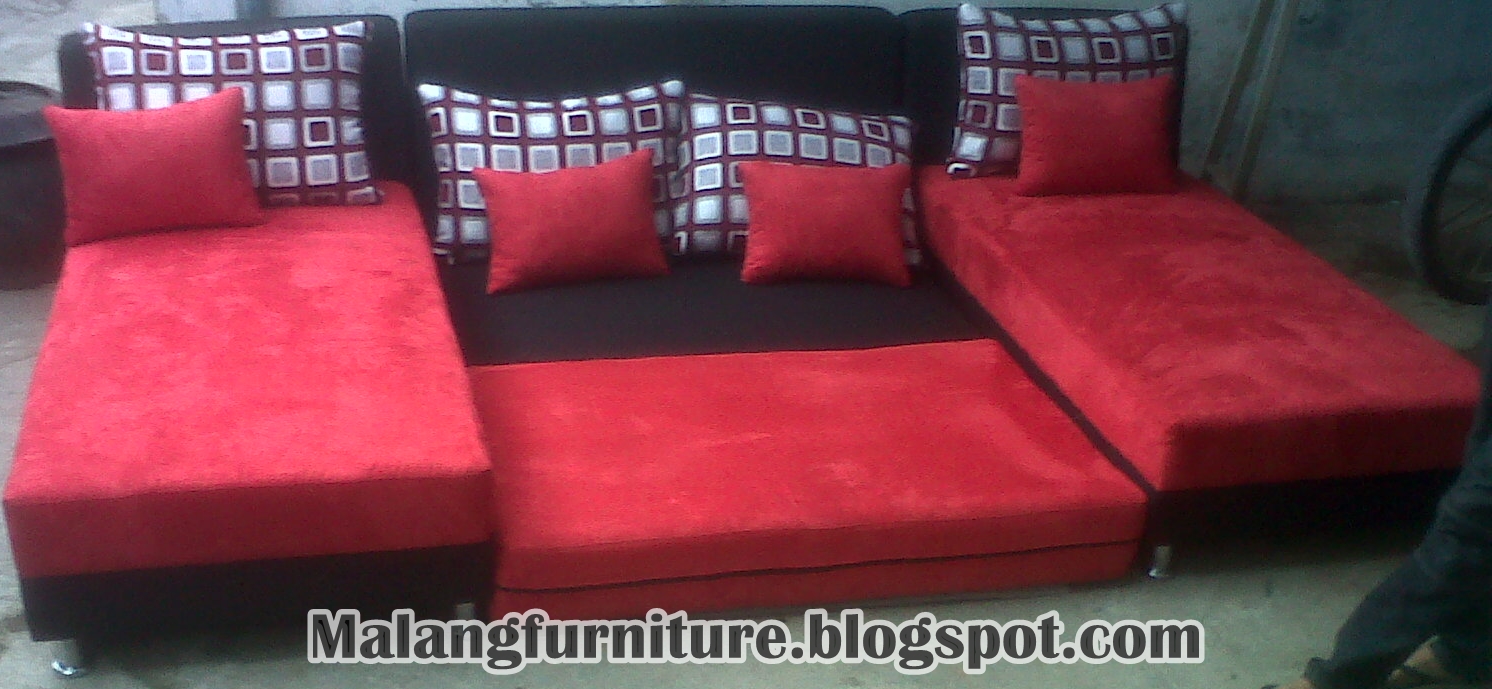 Malang Furniture Sofa  Bed U Kain Bebas Meja 8 Bantal 