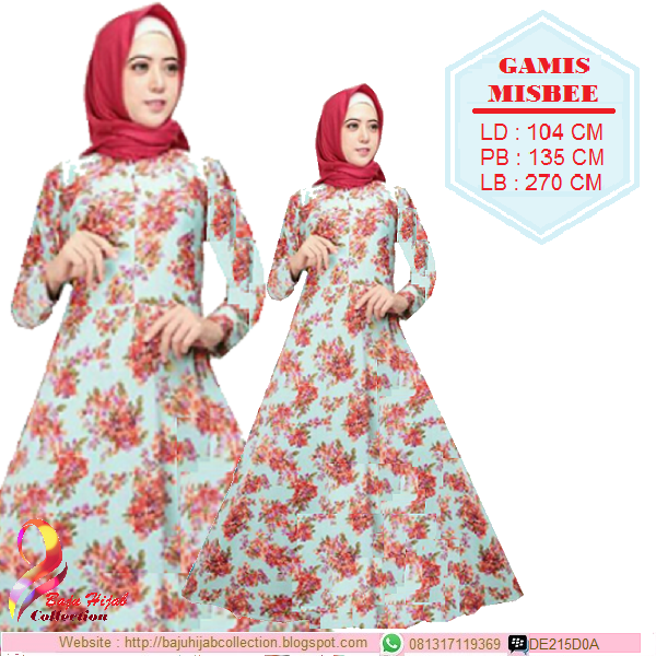 Gamis Misbee Tosca Red Motif Bunga