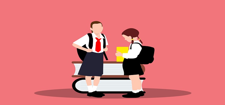 girls with school back illustration