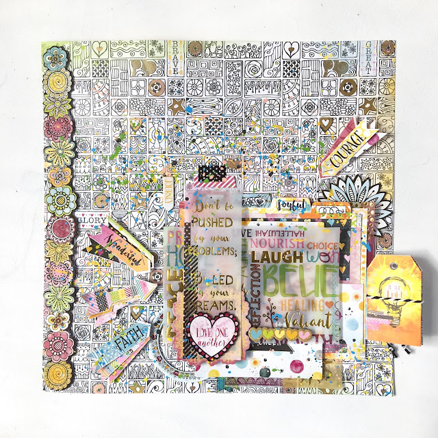 Be Led By Your Dreams Scrapbook Layout by Angela Tombari using BoBunny Faith Collection