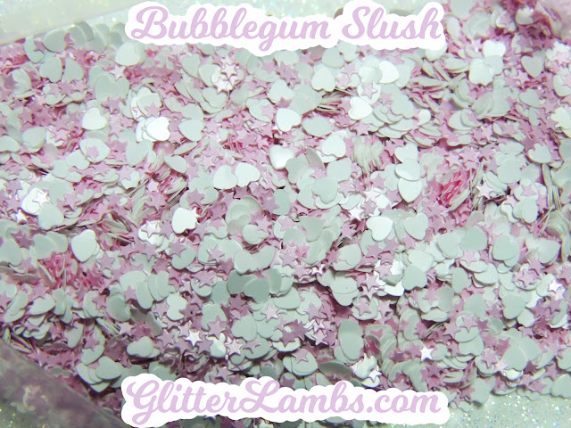 Glitter Lambs "Bubblegum Slush" Loose Glitter Mix Craft Glitter Nail Art Glitter Mini Pink Stars And White Hearts Glitter