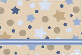 Estrellas Beige y Azul: Invitaciones para Imprimir Gratis.