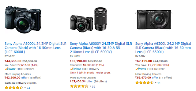 Sony A6000 6300 6500 Price India