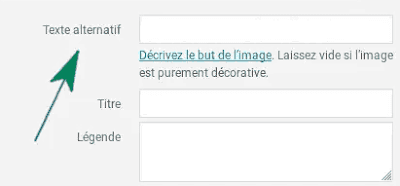 Text altarnatif ou attribut "alt" dans WordPress