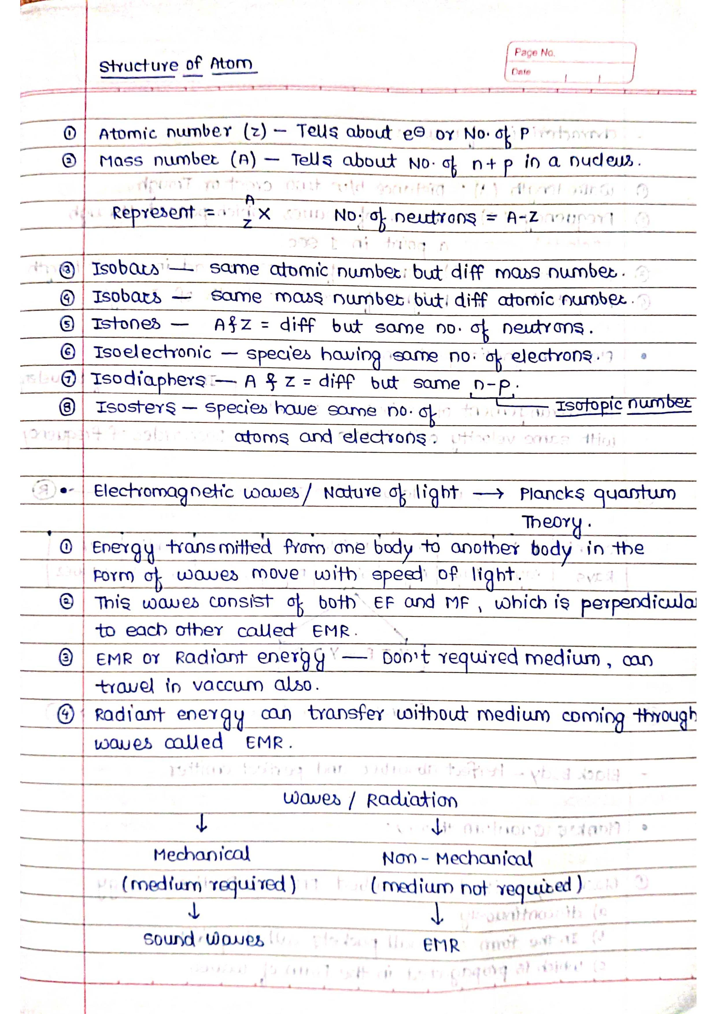 Atomic Structure - Chemistry Short Notes