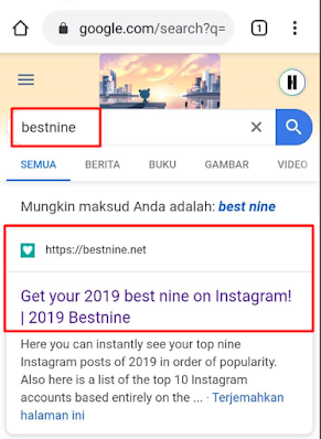 Buka aplikasi browser kalian dan tuliskan keyword "bestnine" dan pilih bestnine.net