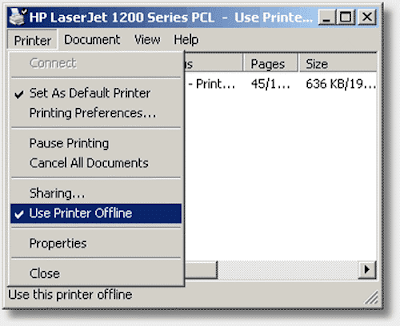 user printer offline