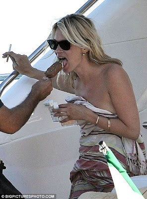 Kate Moss Sunbathes Topless on St Tropez Yacht