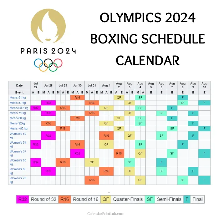 olympics boxing schedule calendar