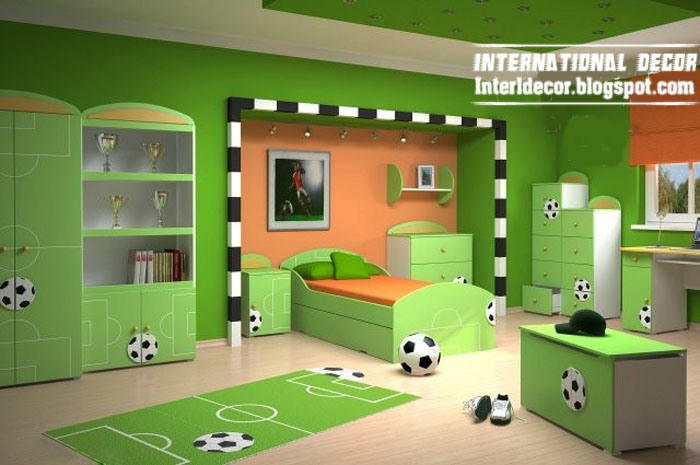 ... for cool kids room, soccer kids bedroom theme, green kids room schemes