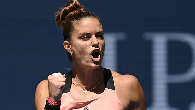 Maria Sakkari vibra em ponto conquistado na vitória sobre Kvitová no US Open