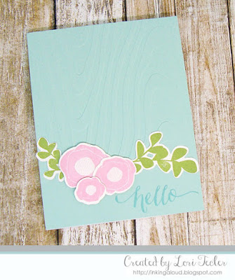 Woodgrain Floral Hello card-designed by Lori Tecler/Inking Aloud-stamps and dies from WPlus9