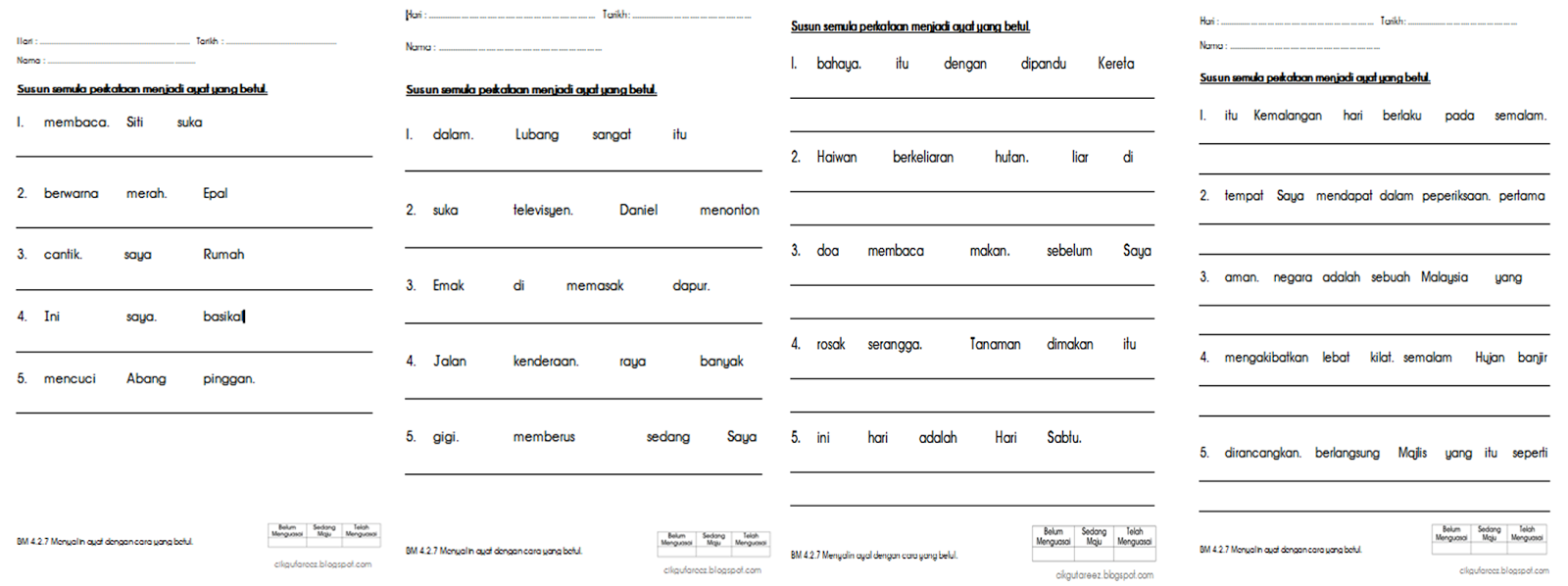 Dunia Sekolah: Kemahiran susun perkataan menjadi ayat yang 