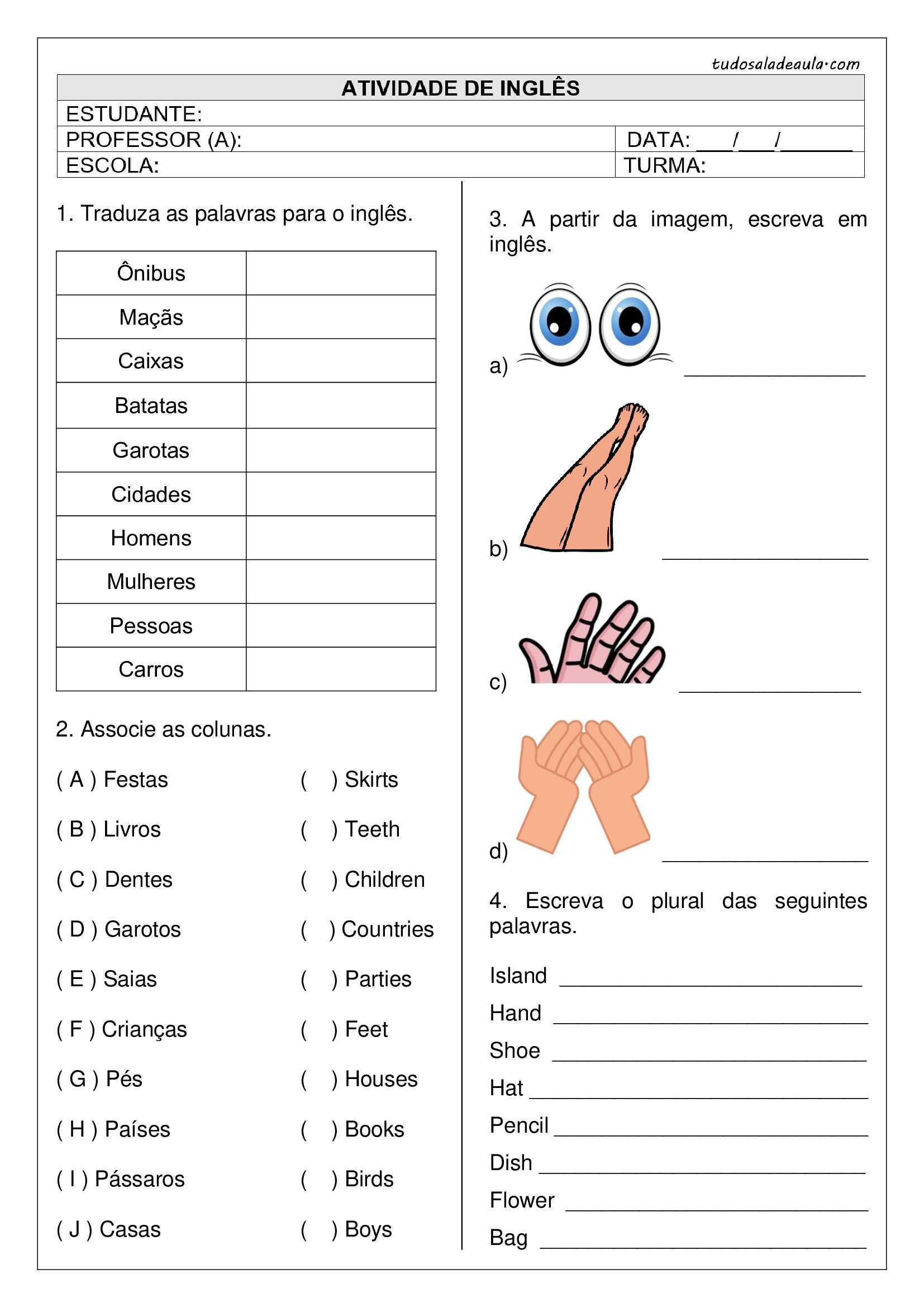 Números cardinais em inglês - Toda Matéria