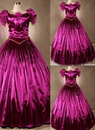 Gorgeous Fuchsia Short Sleeves Gothic Victorian Dress