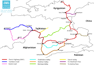 pamir highway m41 map and route options.. Wakhan Bartang Valley - here is an overview