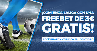 Paston freebet 3€ gratis comienzo LaLiga 11-13 septiembre 2020