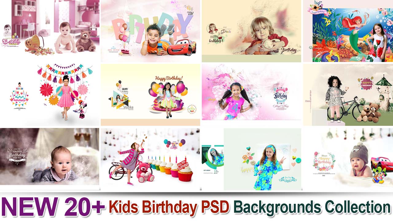 Kids Birthday PSD Backgrounds