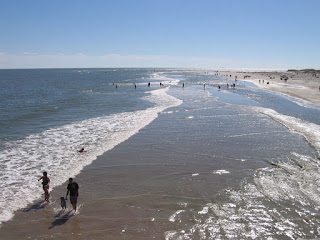 The beach at Tybee Island with the tide going out