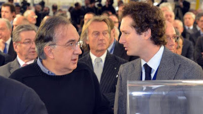 Sergio Marchionne e John Elkann all'inaugurazione della Maserati di Grugliasco