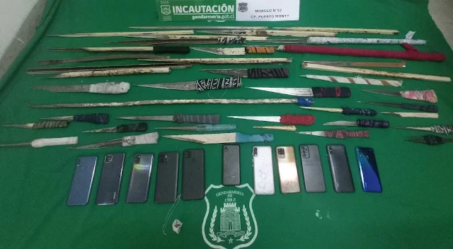 Gendarmería incauta teléfonos, armas blancas y droga en nuevo allanamiento nacional