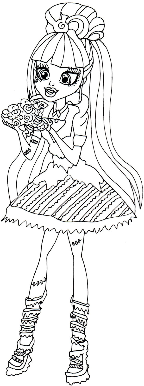 Download Free Printable Monster High Coloring Pages: Frankie Stein Sweet Screams Monster High Coloring Page