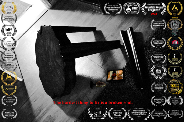 Version 1 of THE BROKEN TABLE's poster with all of its film festival laurels.