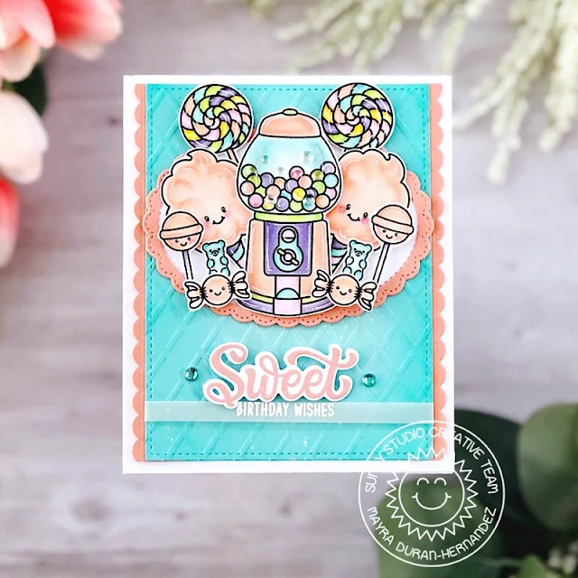 Sunny Studio Stamps: Candy Shoppe Stitched Rectangles Stitched Oval Dies Candy Themed Card by Mayra Duran-Hernandez