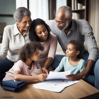 Picture of a family discussing financial documents together, highlighting the importance of income-related documents and family involvement.