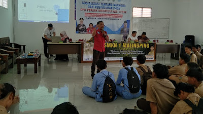 Perkumpulan Anti Narkotika Lebak bersama BNNP Banten dan Polres Lebak Gelar Sosialisasi dan Penyuluhan P4GN di SMKN 1 Malingping.