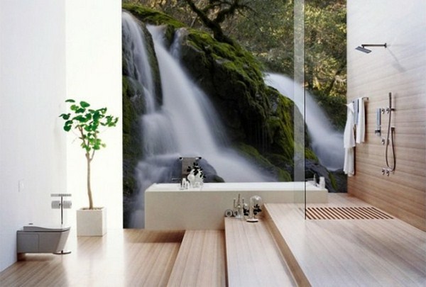 Wall Decal Bathroom A Fascinating Waterfall