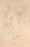 Three Nude Female Figures by Alexander Archipenko - Nude Drawings from Hermitage Museum